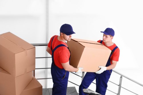 Removal team navigating a central London office relocation