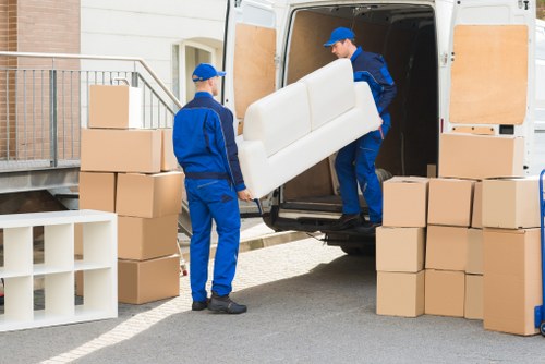 Professional furniture removals in Westminster on a busy city street