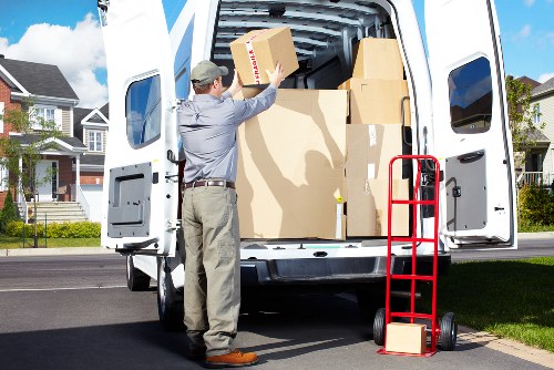 Packed boxes and furniture ready for a Westminster household removal