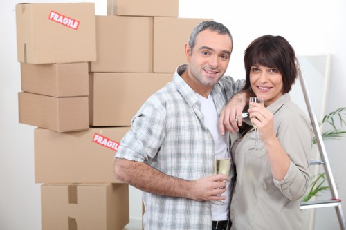 Careful packing materials prepared for a Westminster household relocation